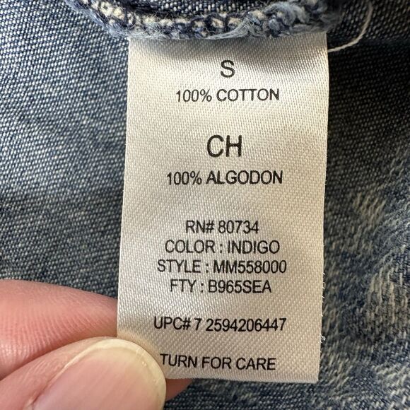 Miley Cyrus Max Azria Denim Top Sz S Snap Front Distressed Country Cowgirl - Picture 6 of 11